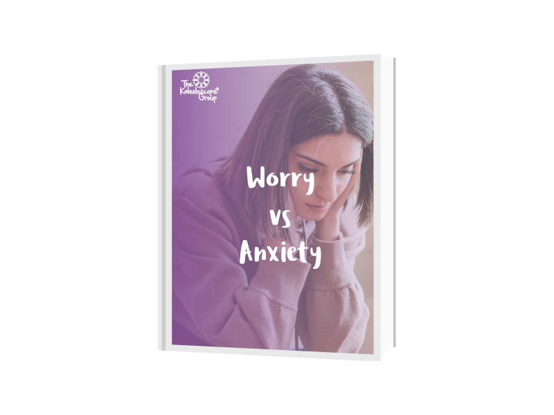 Free worry vs anxiety workbook cover showing self-help techniques and journaling prompts